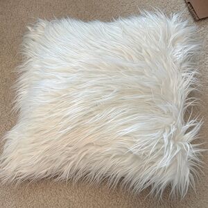 Thro White Faux Fur Pillow
